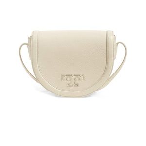 Tory Burch “Serif T” Leather Saddle Bag